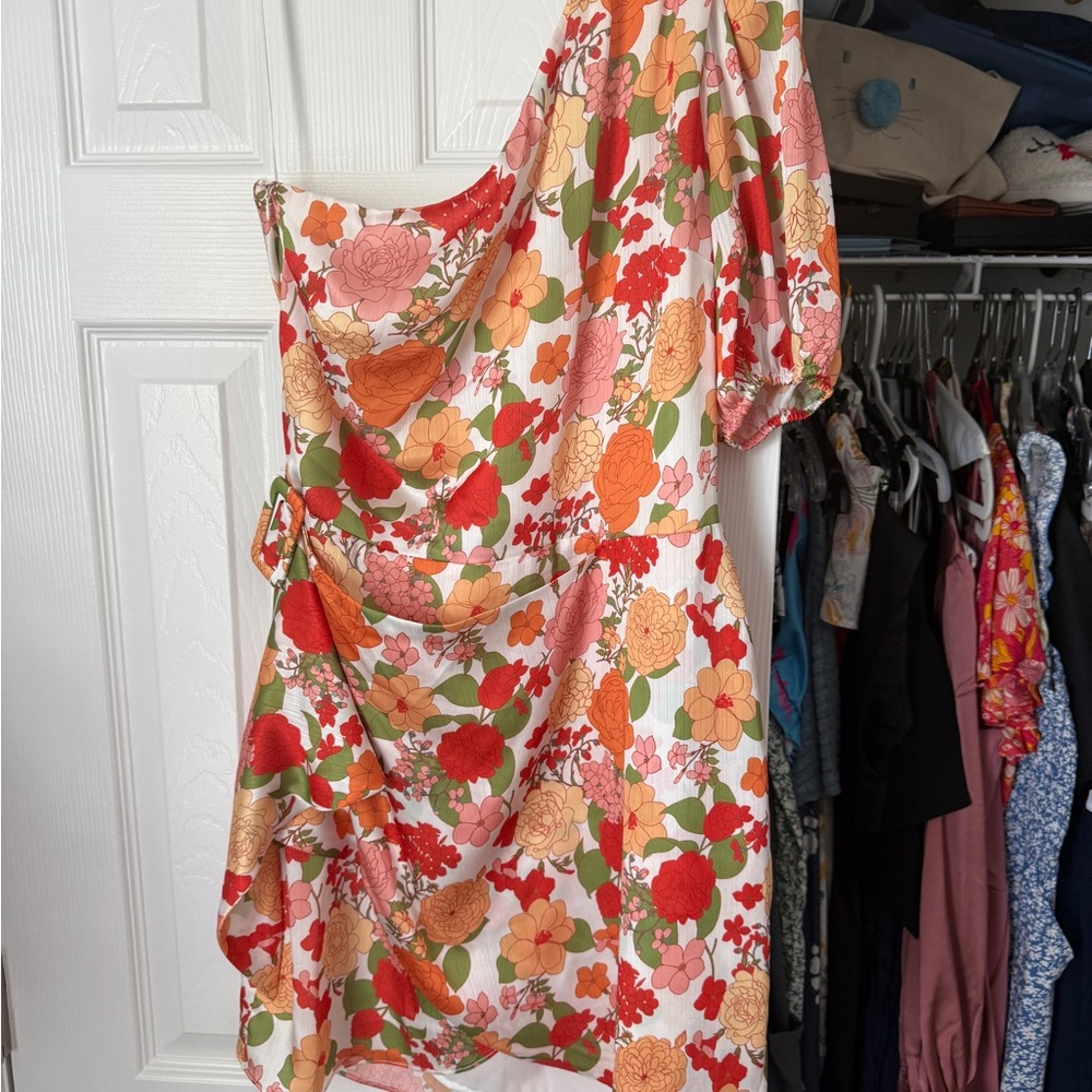 Floral One-Shoulder Dress